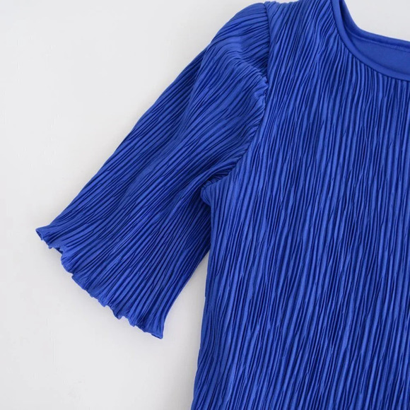 Vintage 80's After Dark Royal Blue Swing Dress with Bow 9/10 - Picture 12 of 15